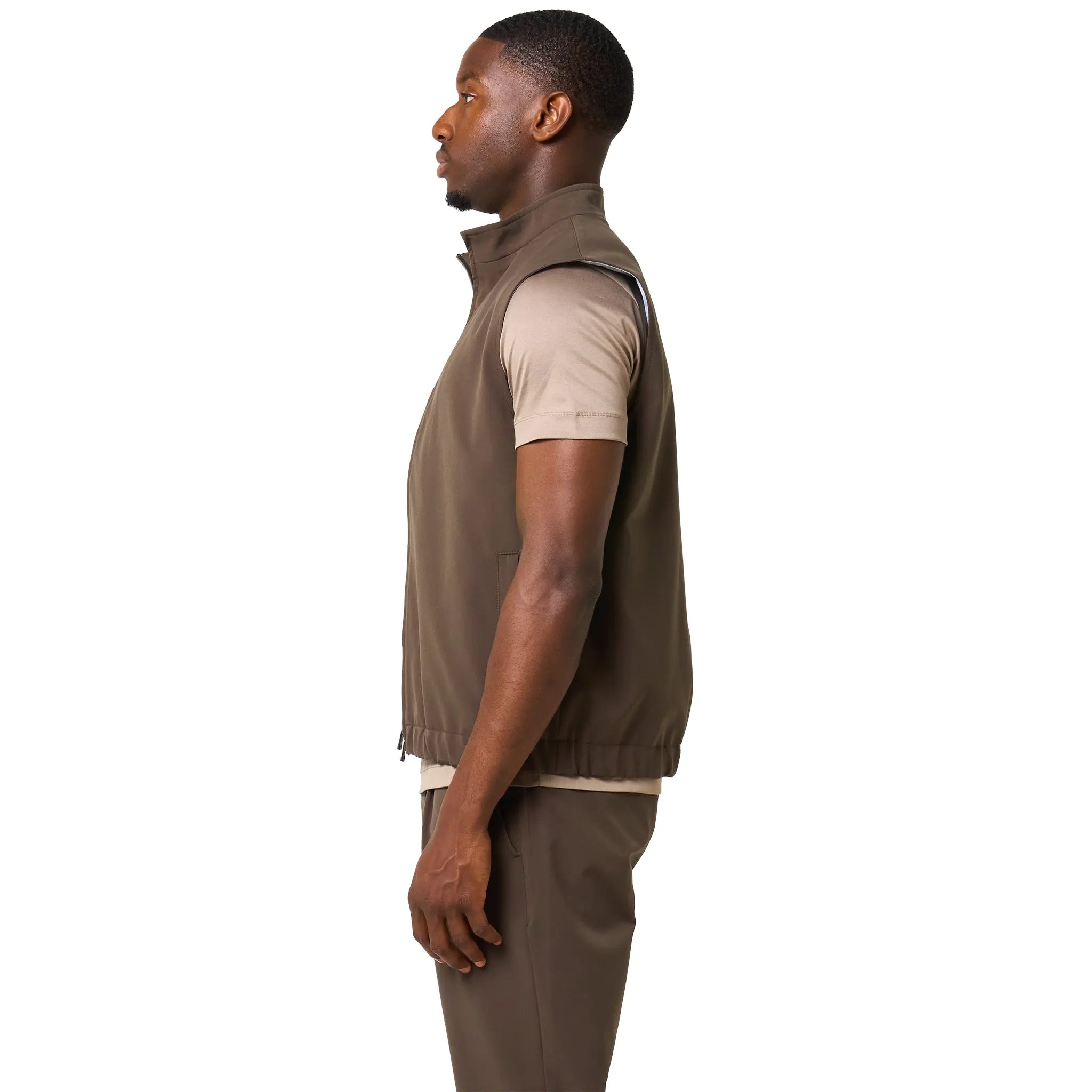 Side View of Loiano Tech Khaki Gilet